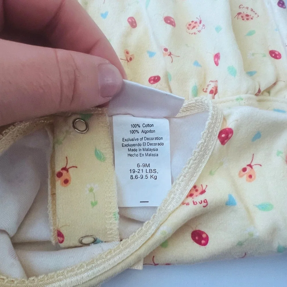 Vintage Carter's Love Bug Ladybug Bubble Romper 6-9M Yellow Cotton